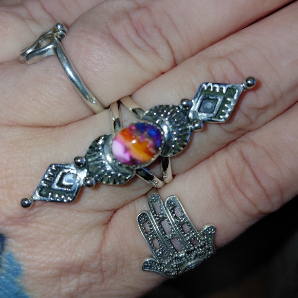 Boho Pink Dahlia Sterling Silver Ring - Picture 2 of 11